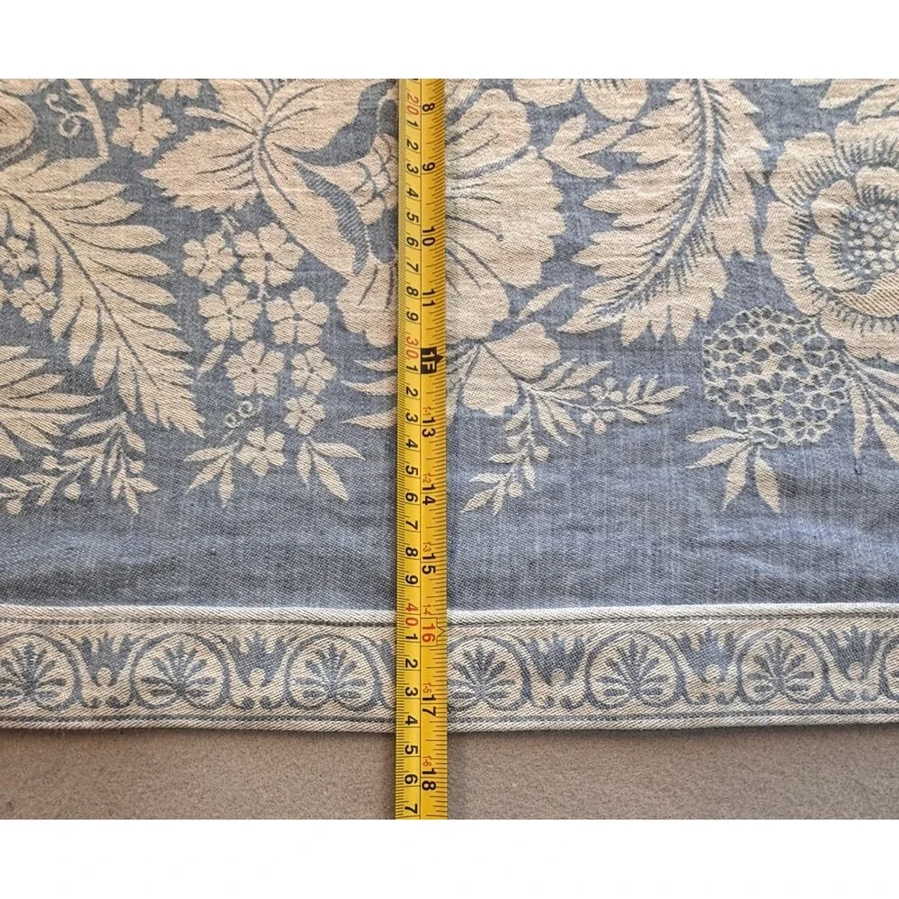 WILLIAMS-SONOMA Vintage Floral LIGHT BLUE Jacquard Table Runner 17.5